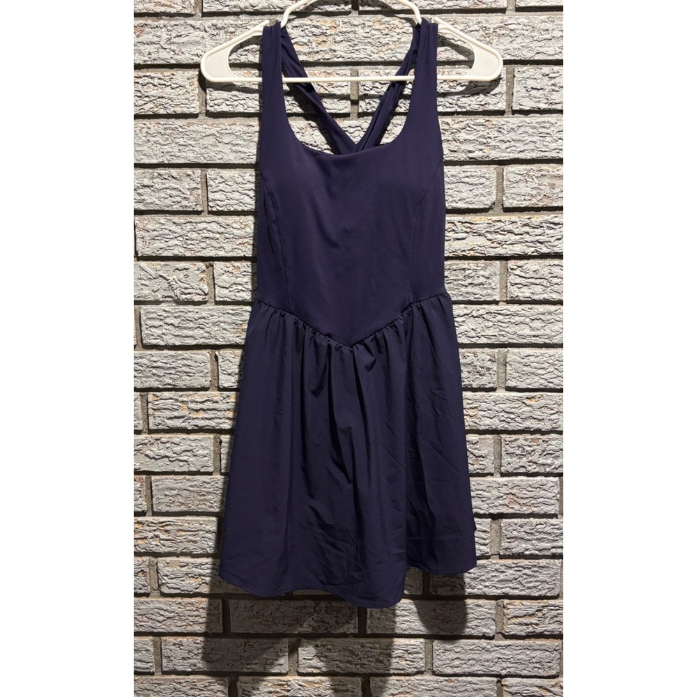Halara Navy Blue Active Dress Twisted Cross Back Built-in Bra Small NWOT